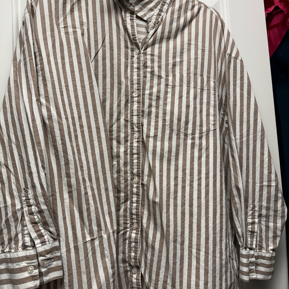 Women's Striped Button-Down Boyfriend Shirt